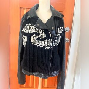 Anthropologie Black and White Vegan Leather Jacket